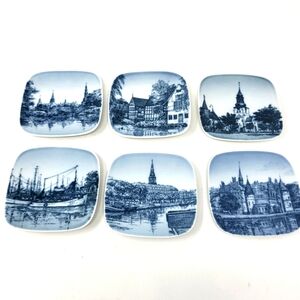 Bing & Grondahl Kjeld Bonfils Denmark Mini Collector's Plates Set of Six Blue‎